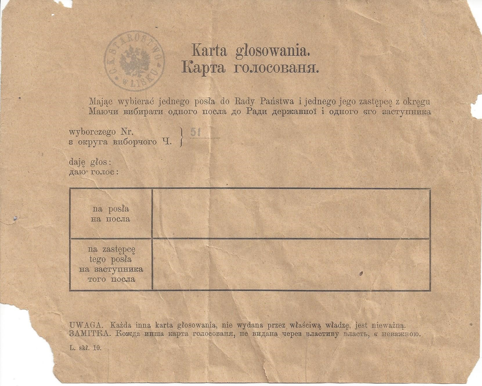 Karta do głosowania