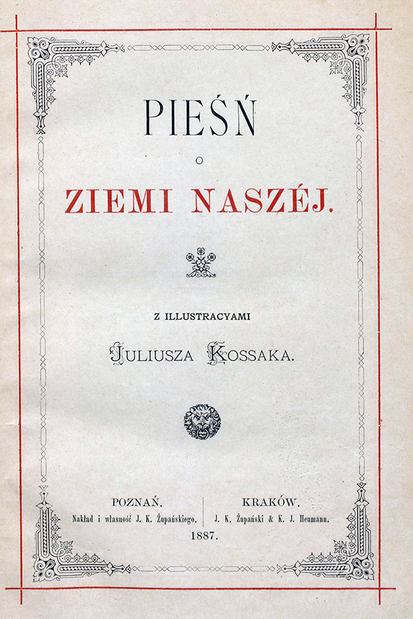 Strona tytułowa jednogo z wydań Pieśń o ziemi naszej